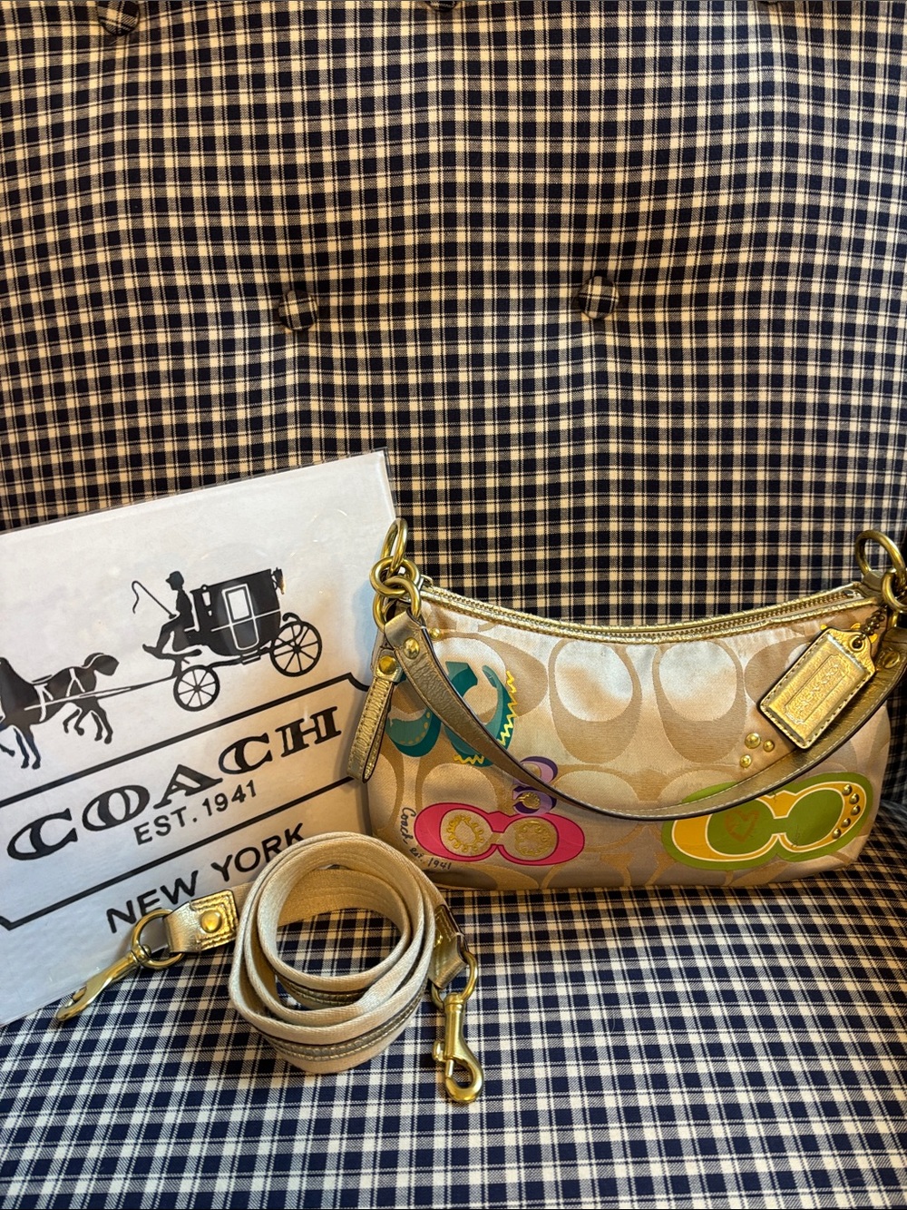 Coach Poppy Signature Pop C Appliqué Demi Bag with Multicolor Logo Accents